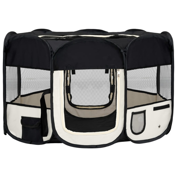vidaXL Foldable Dog Playpen with Carrying Bag Black 49.2"x49.2"x24"