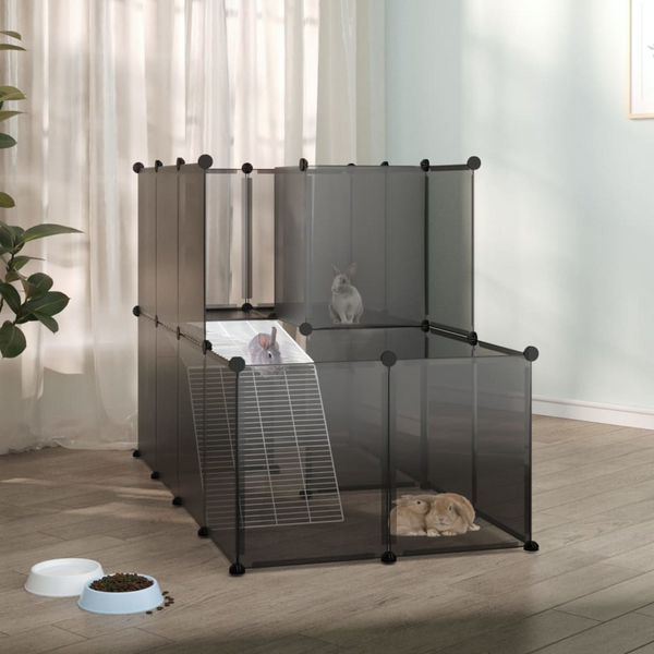 vidaXL Small Animal Cage Black 55.9"x29.1"x36.6" PP and Steel